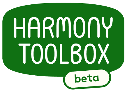a logo that says harmony toolbox in a rounded rectangle