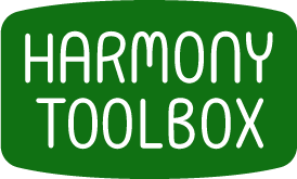 a logo that says harmony toolbox in a rounded rectangle